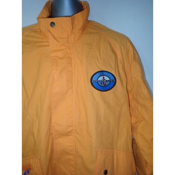 Vintage‎ Newport Blue Nautical Rain Windbreaker Jacket Mens M Yellow Zip Y2K - Picture 2 of 8